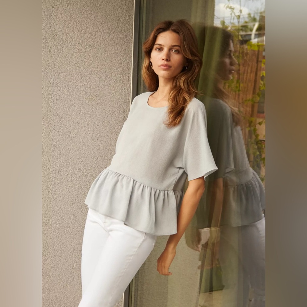 Wilfred Aritzia White Messe Peplum Blouse